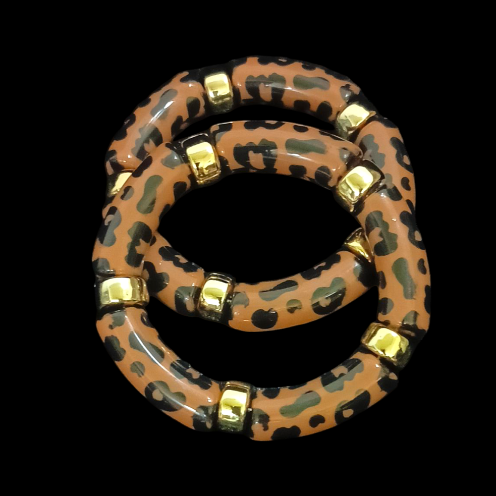 White Leopard Print Bangles