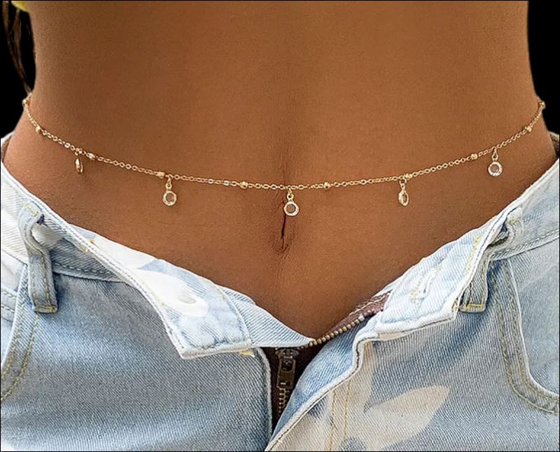 Beaded White Dainty Waist Chain