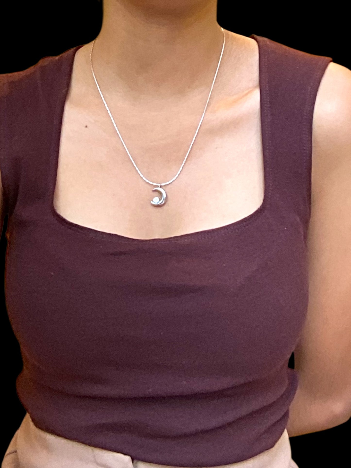 Silver Crescent Necklace