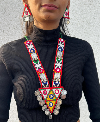 Long Fabric Necklace Set