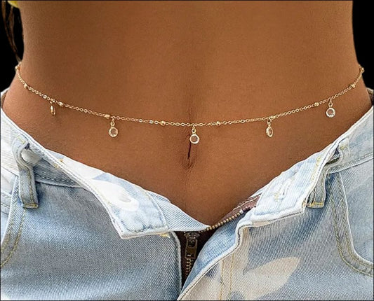 Beaded White Dainty Waist Chain