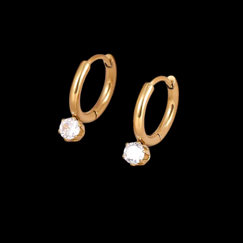 Solitare Hoop Earrings
