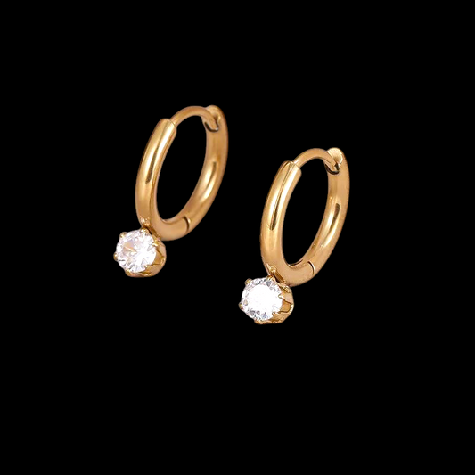 Solitare Hoop Earrings