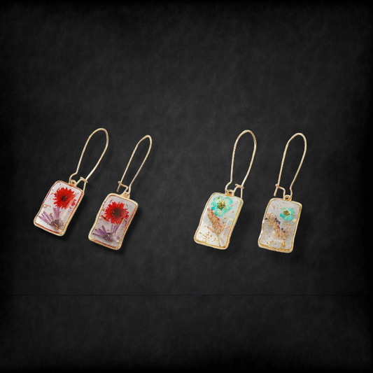 Flower Resin Dangling Earring
